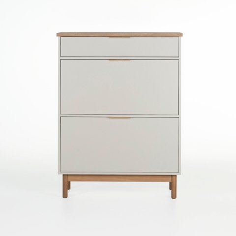 Sapateira Kaki 2 Portas 1 Gaveta 88 Cm X 35 Cm Tauari / Off White