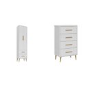 Ver imagem 2 de Quarto Infantil Completo Guarda-Roupa 2 Portas 2 Gavetas com Cômoda Magia Espresso Móveis Branco
