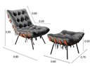 Ver imagem 5 de Poltrona Costela com Puff Cor:Veludo Cinza 220