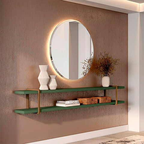 Conjunto Prateleiras Smart 218cm F912 Musgo/dourado