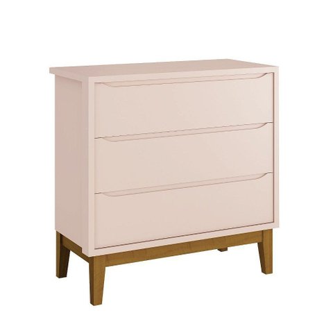 Cômoda Infantil 3 Gavetas Rosa Classic Madeira