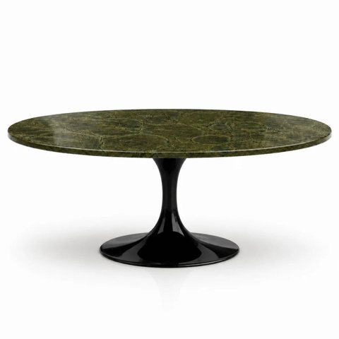 Mesa de Jantar Saarinen Oval 120x80 cm Tampo Mármore Vitória Régia Base Laca Preta