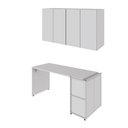 Ver imagem 2 de Mesa Escrivaninha 150cm e 2 Armários Aéreos 4 Portas F5 Cor:cinza