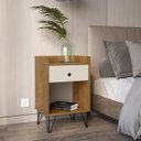 Ver imagem 1 de Mesa de Cabeceira Gabriela cor Freijó com Off White - Comprar Moveis Em Casa