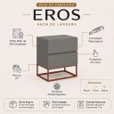 Ver imagem 2 de Mesa de Cabeceira Cinza com 2 Gavetas Espaçosas Corrediças Telescópicas Eros 45cm
