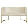 Namoradeira 2 Lugares Decorativa Luana Base Gold Veludo Bege - Montanaris Decor Md Montanaris Decor - 1