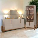 Ver imagem 2 de Jogo de Aparador e Cristaleira Lux Off White-cedro