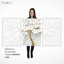 Quadro Decorativo Flor Cerejeira Branca Artístico Grande 180x90 em Tecido Canvas - Framez - 4