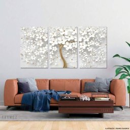 Quadro Decorativo Flor Cerejeira Branca Artístico Grande 180x90 em Tecido Canvas - Framez - 2