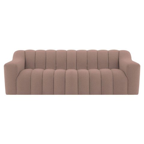 Sofá 2 Lugares Luxo Recepção Escritorio Sala Elegance 200cm Linho Rosê