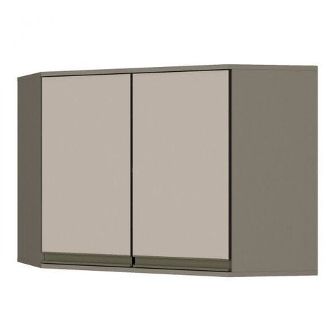 Armário Aéreo Canto Oblíquo 2 Portas 79cm Connect Cinza/Duna/Cristal