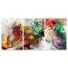 Quadro Abstrato Colorido Grande Para Sala Recepção Mosaico 3 Peças decorativo Canvas - 3