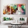 Quadro Abstrato Colorido Grande Para Sala Recepção Mosaico 3 Peças decorativo Canvas - 1