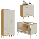 Ver imagem 1 de Kit Berço Guarda Roupa, Cômoda Quarto Infantil Sky 100% Mdf