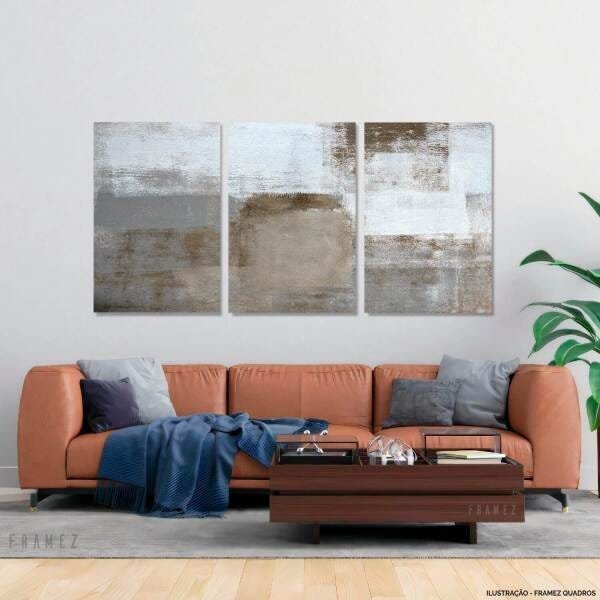 Quadro Abstrato Moderno Marrom Grande para Sala Apê 180x90 em Canvas