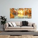 Ver imagem 1 de Quadro Lago Ao Entardecer para Sala Quarto em Canvas 150x75 - Framez