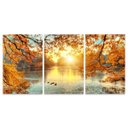 Ver imagem 3 de Quadro Lago Ao Entardecer para Sala Quarto em Canvas 150x75 - Framez