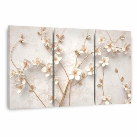 Quadro Árvore Flores Cerejeiras Decorativo Moderno Conjunto 3 Peças para Sala Quarto - Framez