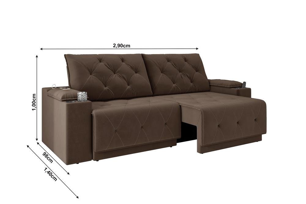 Sofá Jaguar 2,90m Retrátil/reclinável Bipartidosuede Marrom - Xflex Sofas - 2