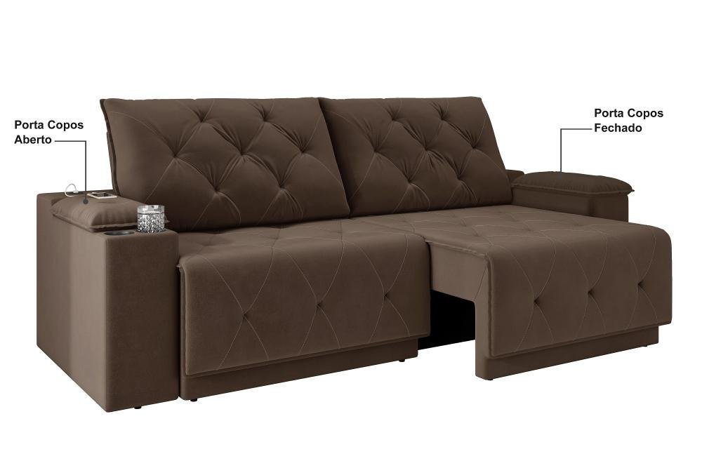 Sofá Jaguar 2,90m Retrátil/reclinável Bipartidosuede Marrom - Xflex Sofas - 3