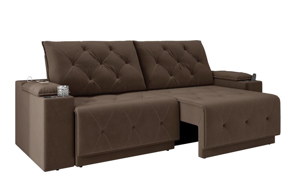 Sofá Jaguar 2,90m Retrátil/reclinável Bipartidosuede Marrom - Xflex Sofas - 4