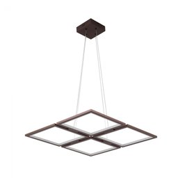 Pendente Led Louise Moderno 4 Módulos Quadrado Café 64W 3000K Bivolt - 1