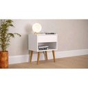 Ver imagem 2 de Mesa de Cabeceira Retrô Villare Branco/Madeirado 01 Gaveta 01 Nicho e 04 Pés Palito - Robel Móveis