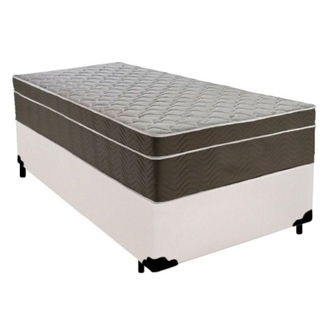 Cama Box Solteiro Sintético + Colchão de Molas Ensacadas - Sereneprime - 88cm Branco