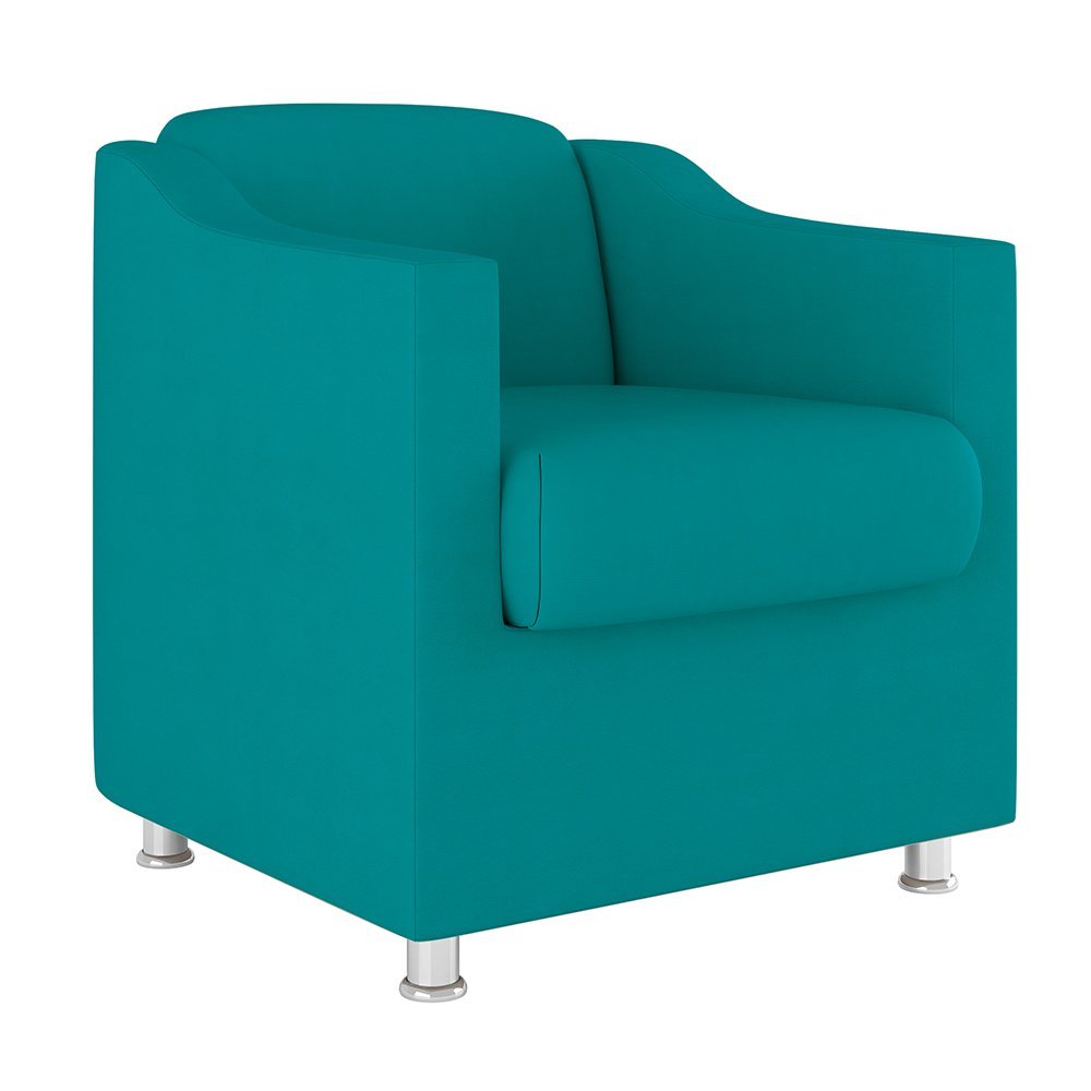 Cadeira Poltrona Decorativa Recepção Hospital Tecido Suede Cor:Azul Turquesa - 1