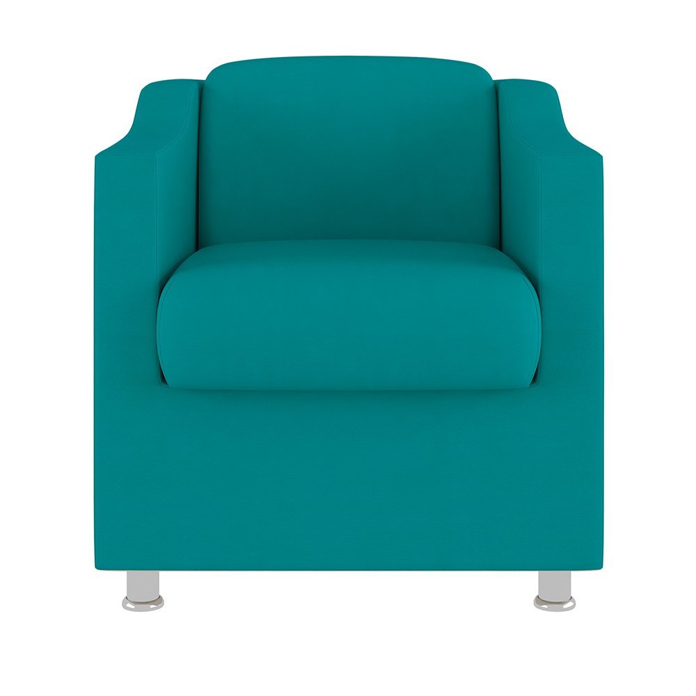 Cadeira Poltrona Decorativa Recepção Hospital Tecido Suede Cor:Azul Turquesa - 3