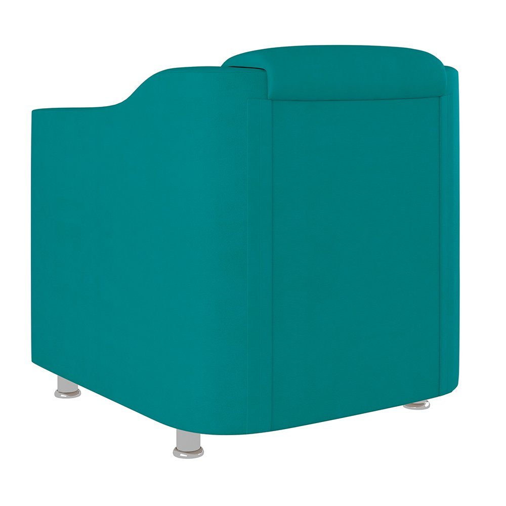 Cadeira Poltrona Decorativa Recepção Hospital Tecido Suede Cor:Azul Turquesa - 4