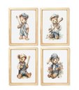 Ver imagem 1 de Kit Quadro Urso Baseball Decorativo Quarto Criança Bebê Enxoval Menino