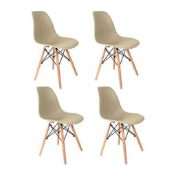 Kit 4 Cadeiras Eames em Madeira e Pp Fendi - 1