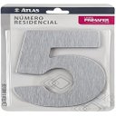 Ver imagem 2 de Número Residencial de Alumínio Escovado com Adesivo, 5 (cinco), Cor Prata, Linha Primafer, Atlas.