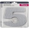 Número Residencial de Alumínio Escovado com Adesivo, 5 (cinco), Cor Prata, Linha Primafer, Atlas. - 2