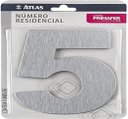 Ver imagem 2 de Número Residencial de Alumínio Escovado com Adesivo, 5 (cinco), Cor Prata, Linha Primafer, Atlas.