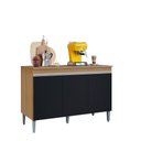 Ver imagem 2 de Balcão Gabinete Manu 3 Portas com Tampo 120cm Ajl Móveis - Amêndoa/preto