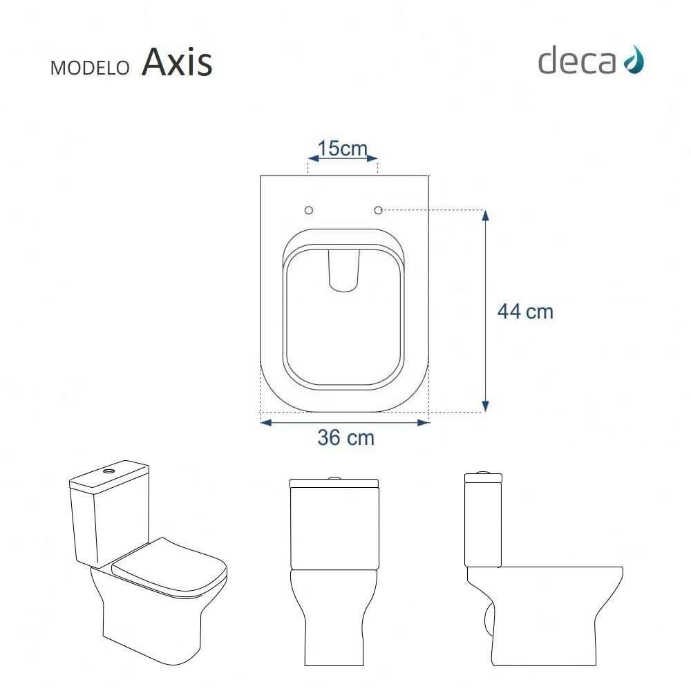 Assento Sanitário Axis Ébano Fosco (Preto Fosco) para vaso Deca - 3