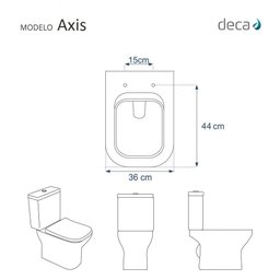 Assento Sanitário Axis Ébano Fosco (Preto Fosco) para vaso Deca - 3