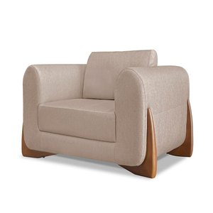 Poltrona Decorativa Nuvina Linho Rústico Areia - Loja Sheep