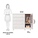 Ver imagem 2 de Cômoda Infantil Elô Peroba Branco em 100% MDF 1 Porta Vidro