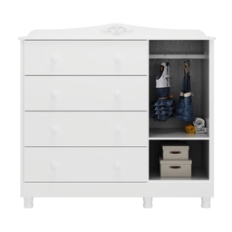 Cômoda Infantil Elô Peroba Branco em 100% Mdf 1 Porta Vidro - 2