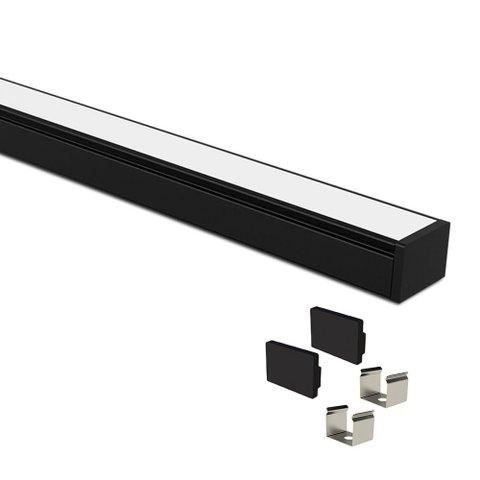 Perfil de Sobrepor Taschibra para Fita de Led Vertex 20 com 1 Metro Preto