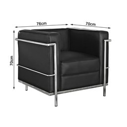 Poltrona Le Corbusier Cromada Couro Ecologico Preto - 2