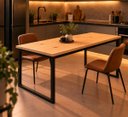 Ver imagem 2 de Mesa de Jantar Reforçada Industrial 160x70cm Tampo Bege Pés Preto