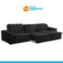 Ver imagem 5 de Sofá Retrátil Reclinável 6 Lugares 320cm com Pillow Veludo Preto Alasca Megasul