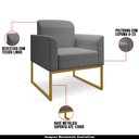 Ver imagem 7 de Conjunto Namoradeira e Poltrona Decorativa Isabella Base Industrial Linho Grafite/Dourado - Gran Bel