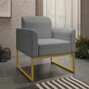 Ver imagem 3 de Conjunto Namoradeira e Poltrona Decorativa Isabella Base Industrial Linho Grafite/Dourado - Gran Bel