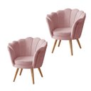 Ver imagem 2 de 2 Poltronas Decotaivas Pétala Retrô em Veludo e Pés Palito:rosa