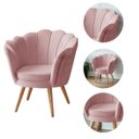 Ver imagem 3 de 2 Poltronas Decotaivas Pétala Retrô em Veludo e Pés Palito:rosa